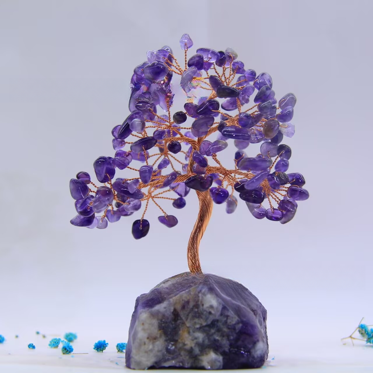 Amethyst Crystal  Feng Shui Tree Money Bonsai Style Gemstone Decoration Ornaments Home Office Table  Spiritual Healing Stones