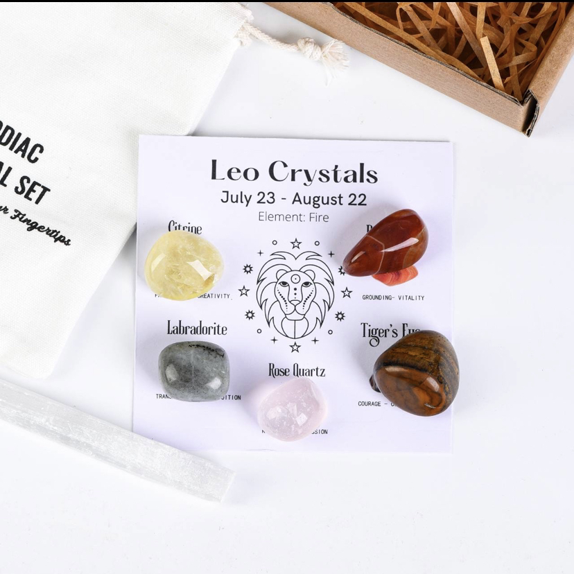 LEO—12 zodiac signs tumbled energy crystals packs ,healing gemstones