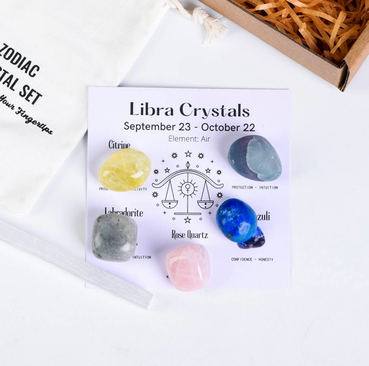 LIBRA-12 zodiac signs tumbled energy crystals packs ,healing gemstones