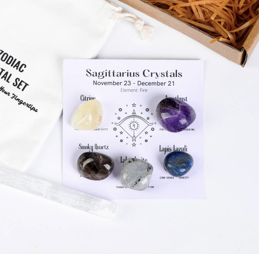 SAGITTARIUS-12 zodiac signs tumbled energy crystals packs ,healing gemstones